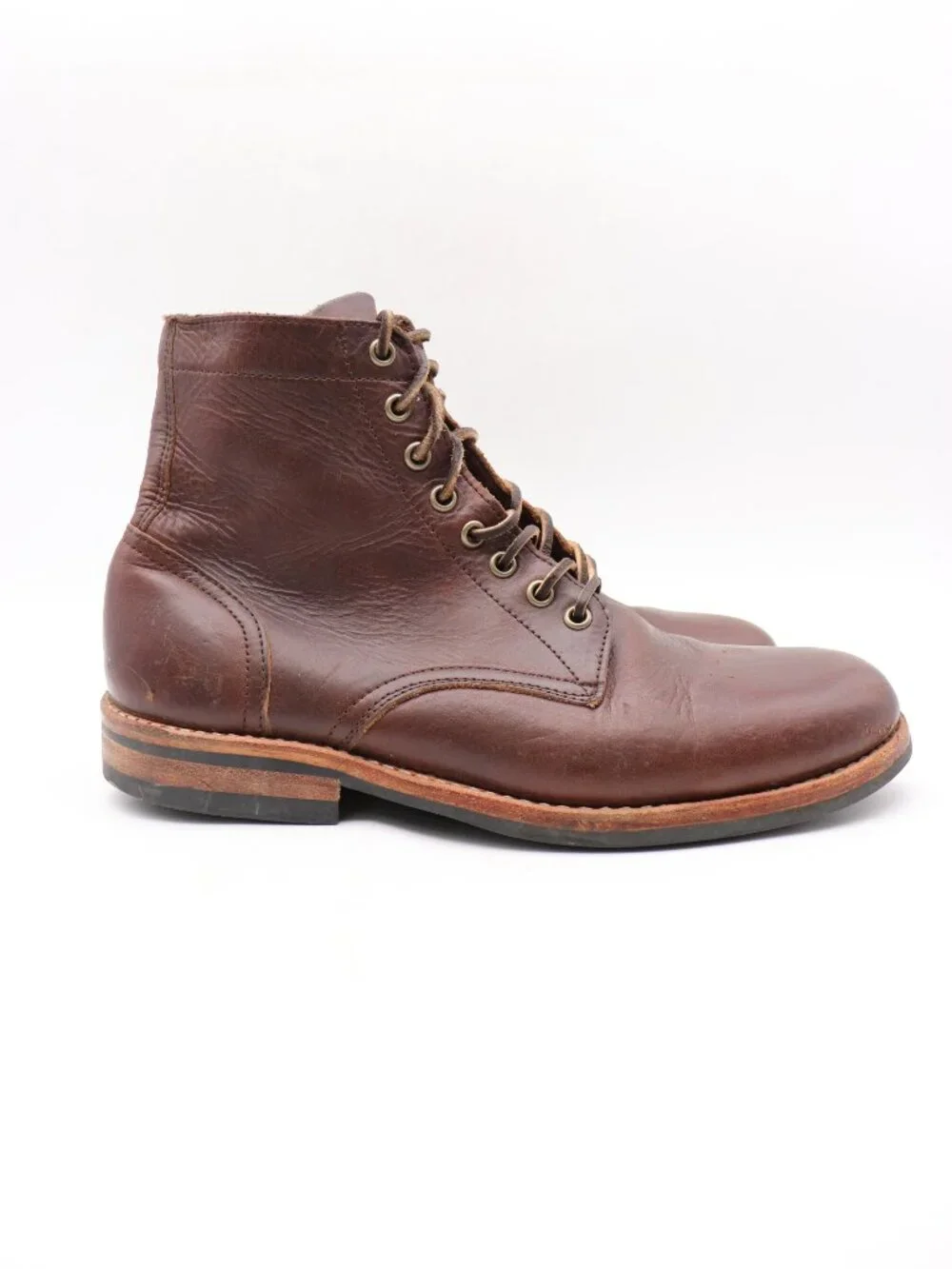 Oak Street Bootmakers Men's Size 8.5 Brown Trench Leather Boots Handcrafted iUSA